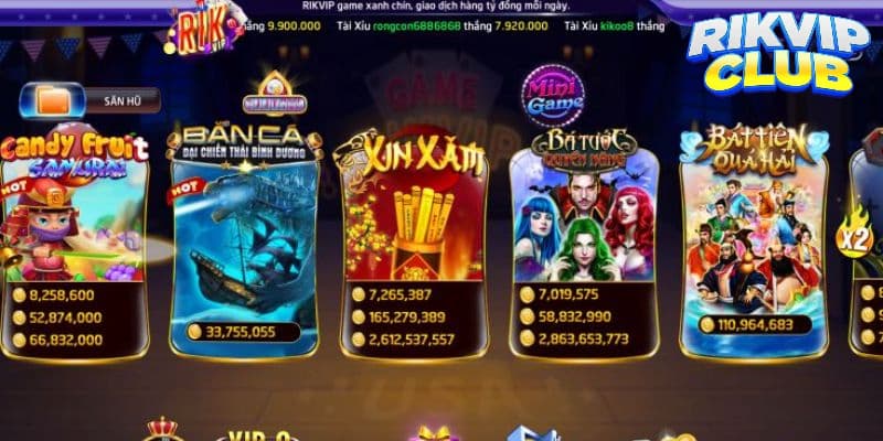 Các trò chơi game bài đổi thưởng Rikvip cực chuẩn