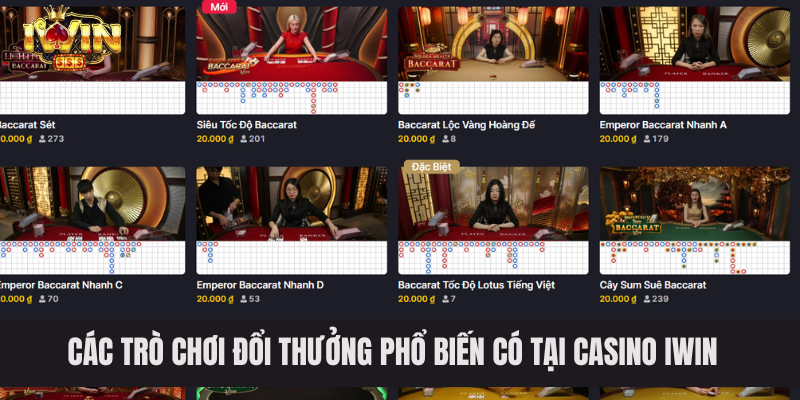 Các trò chơi đổi thưởng phổ biến có tại Casino IWIN  