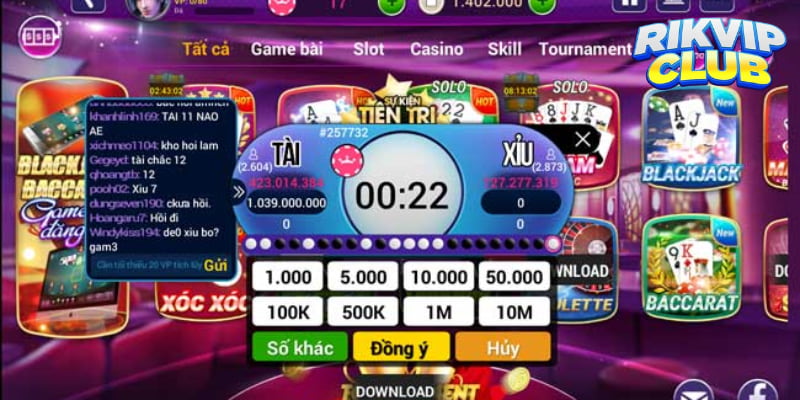 Tham gia game bài với tính năng chat và live stream